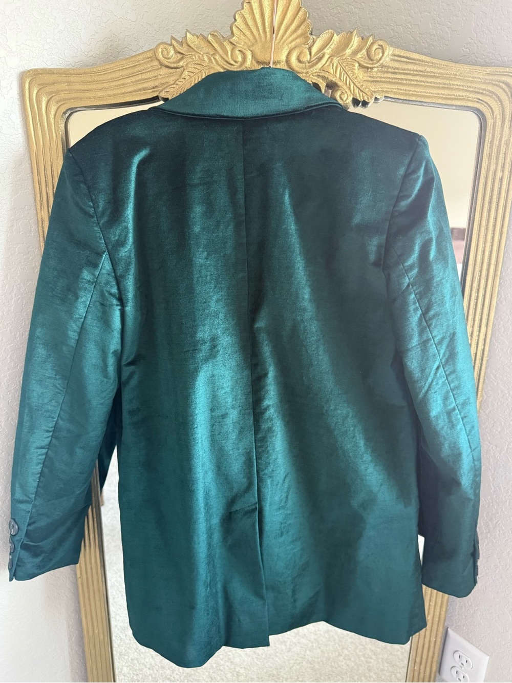 Free People Emerald Green Velvet Double-Breasted Blazer Jacket - Picture 3 of 3